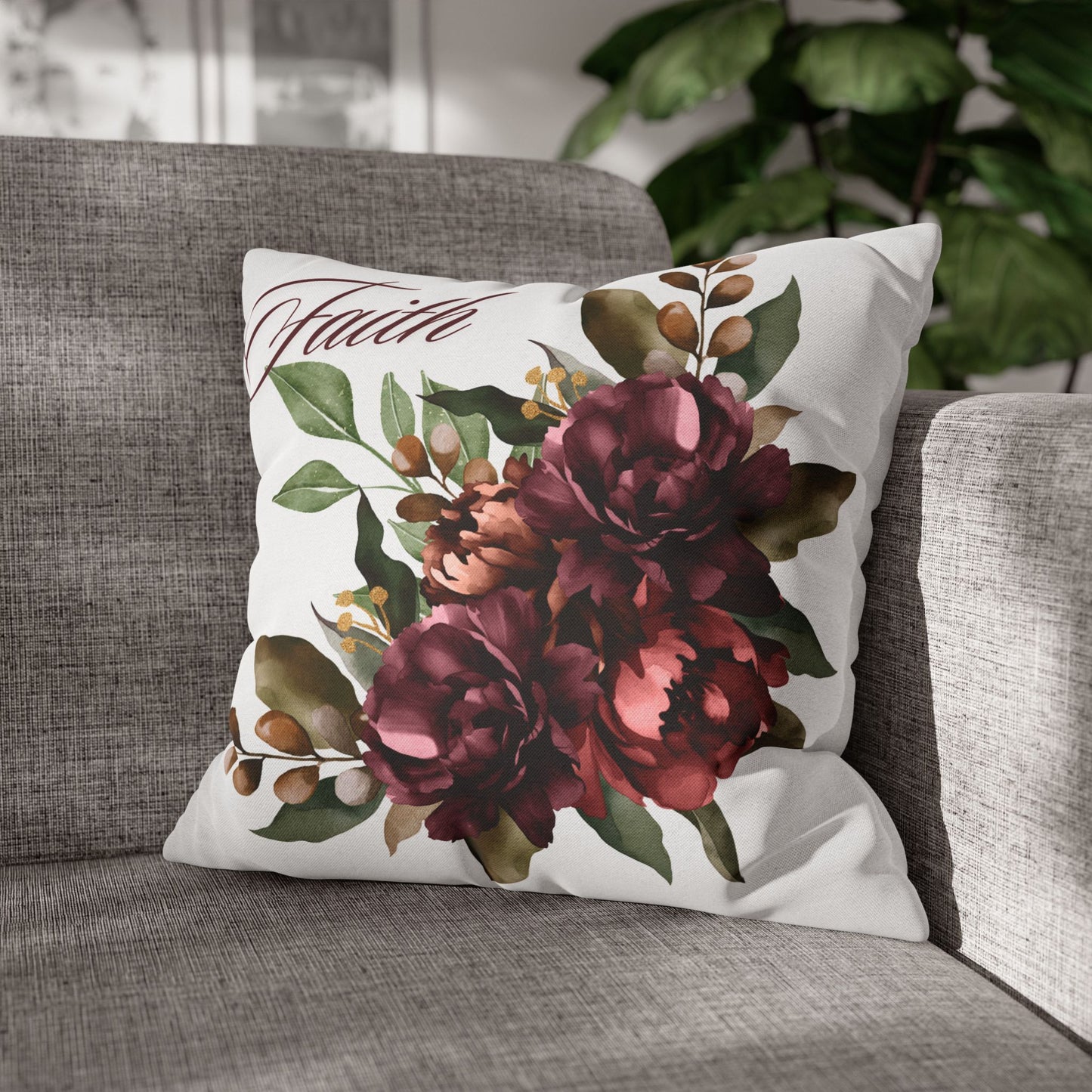 Faith - Elegant Floral Pillowcase