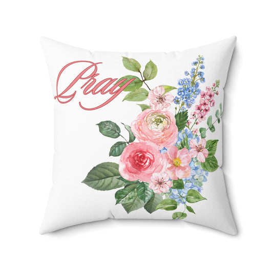 Pray Elegant Floral Pillow