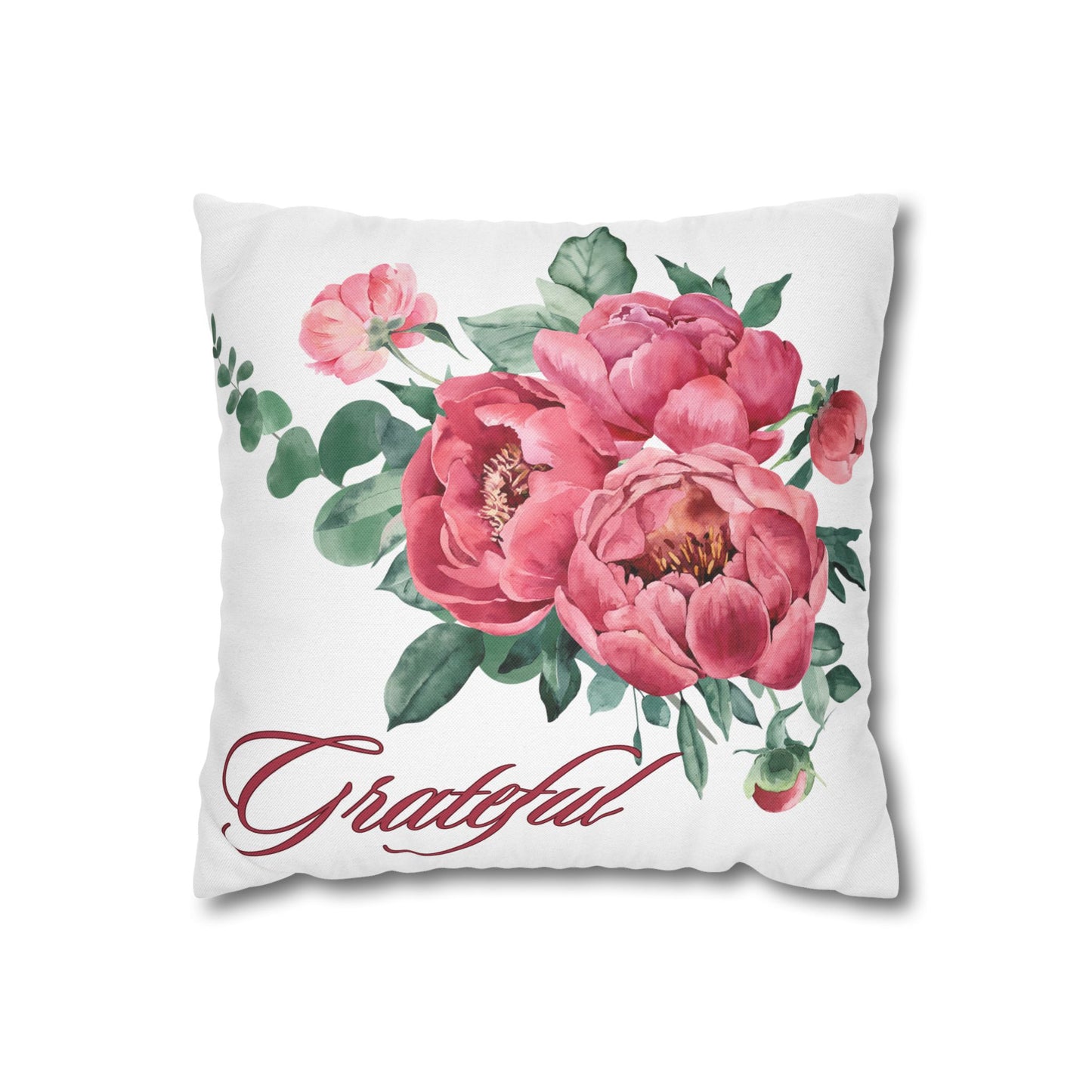 Grateful- Elegant Floral Pillowcase