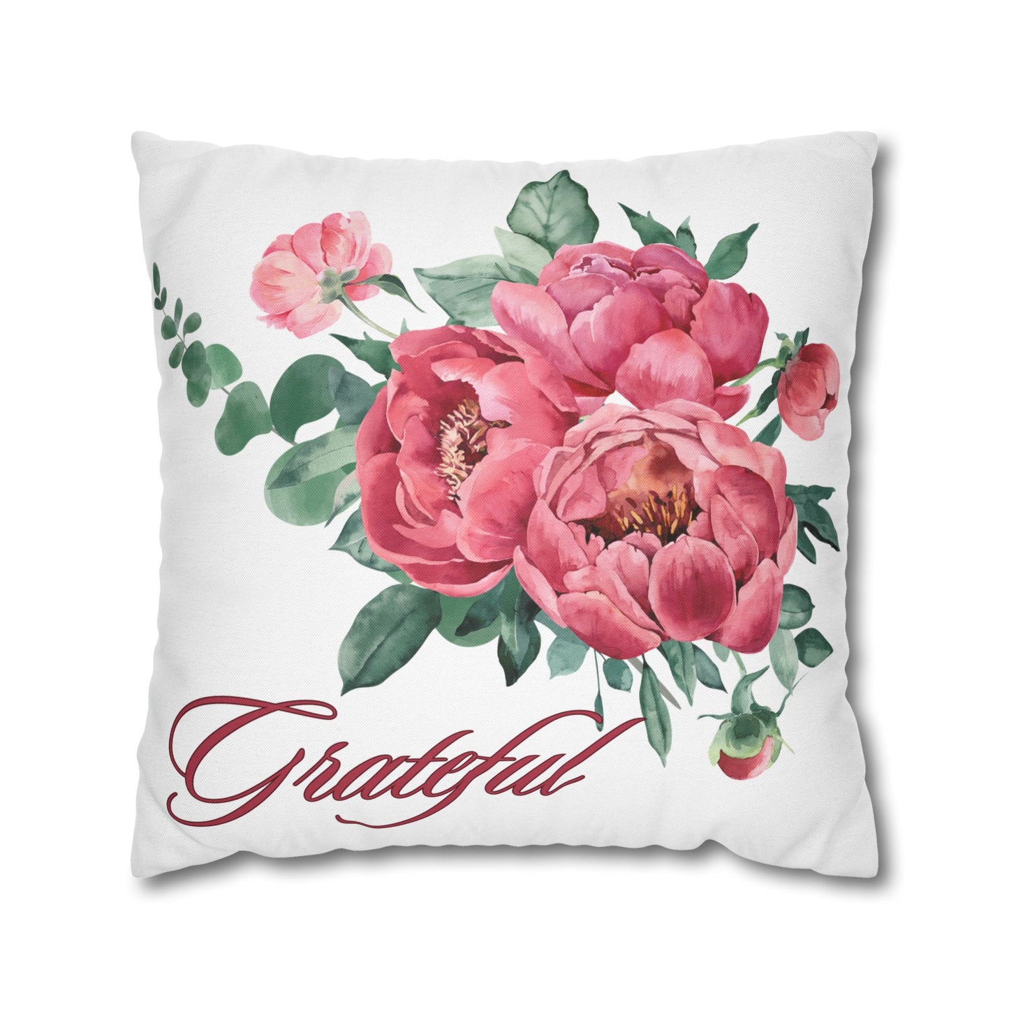 Grateful- Elegant Floral Pillowcase