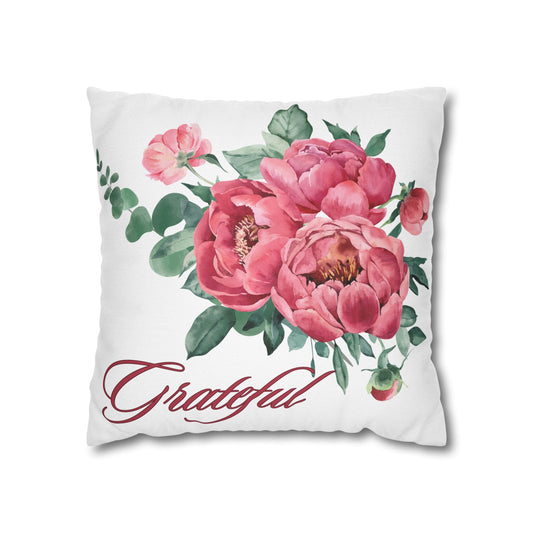 Grateful- Elegant Floral Pillowcase