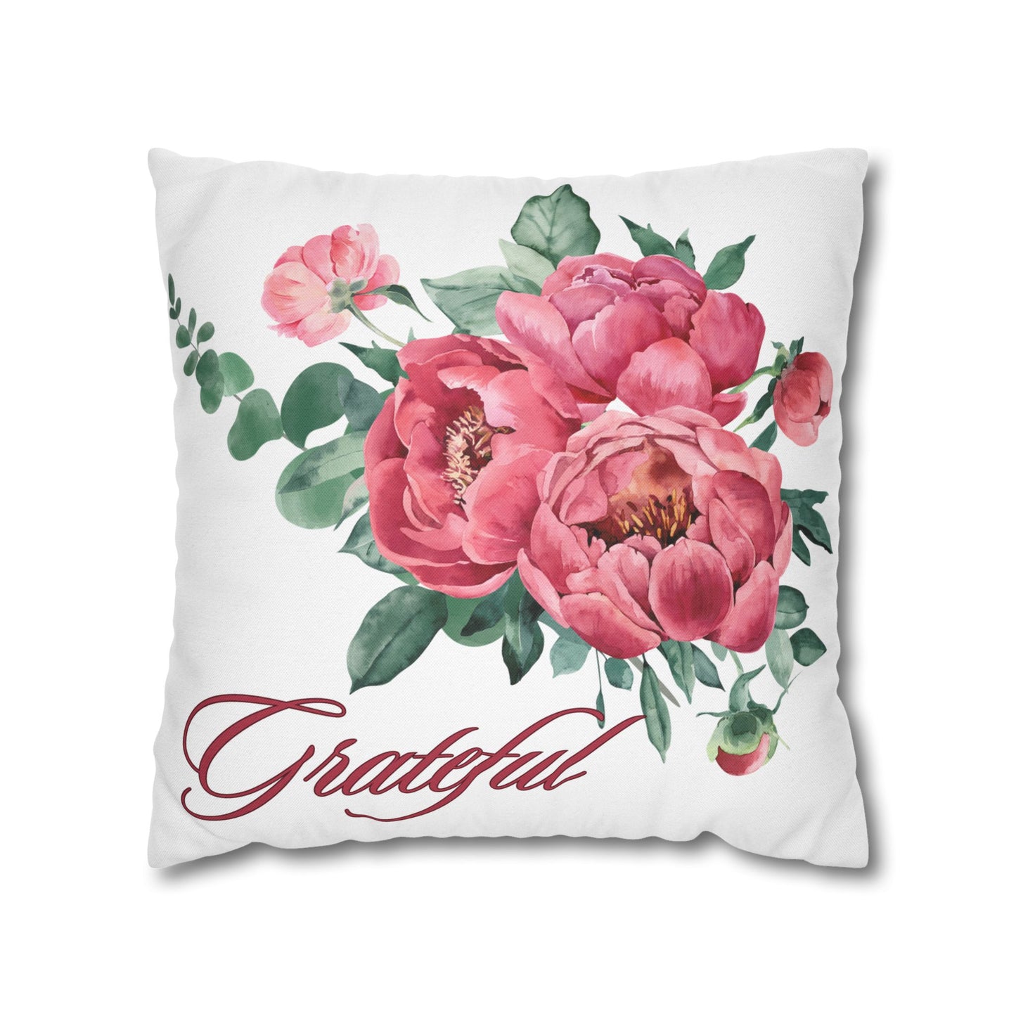 Grateful- Elegant Floral Pillowcase