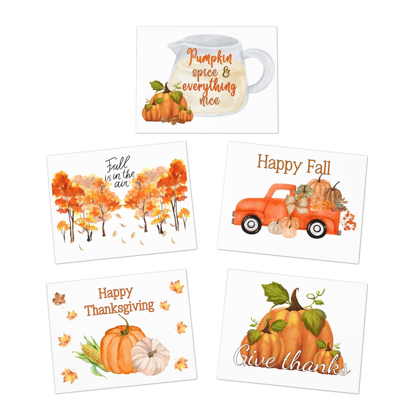 Fall Greeting Cards: Multi-Design Greeting Cards (5-Pack)