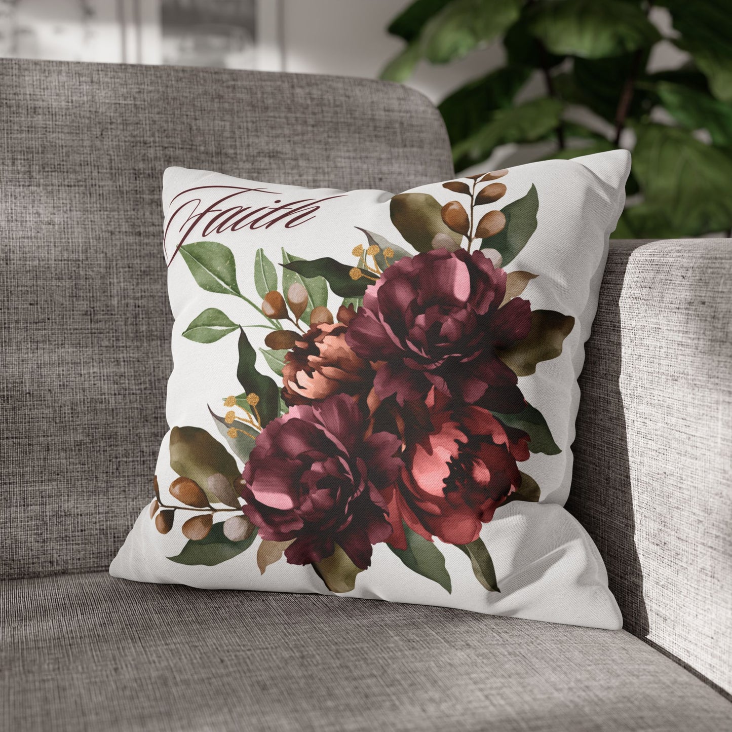 Faith - Elegant Floral Pillowcase