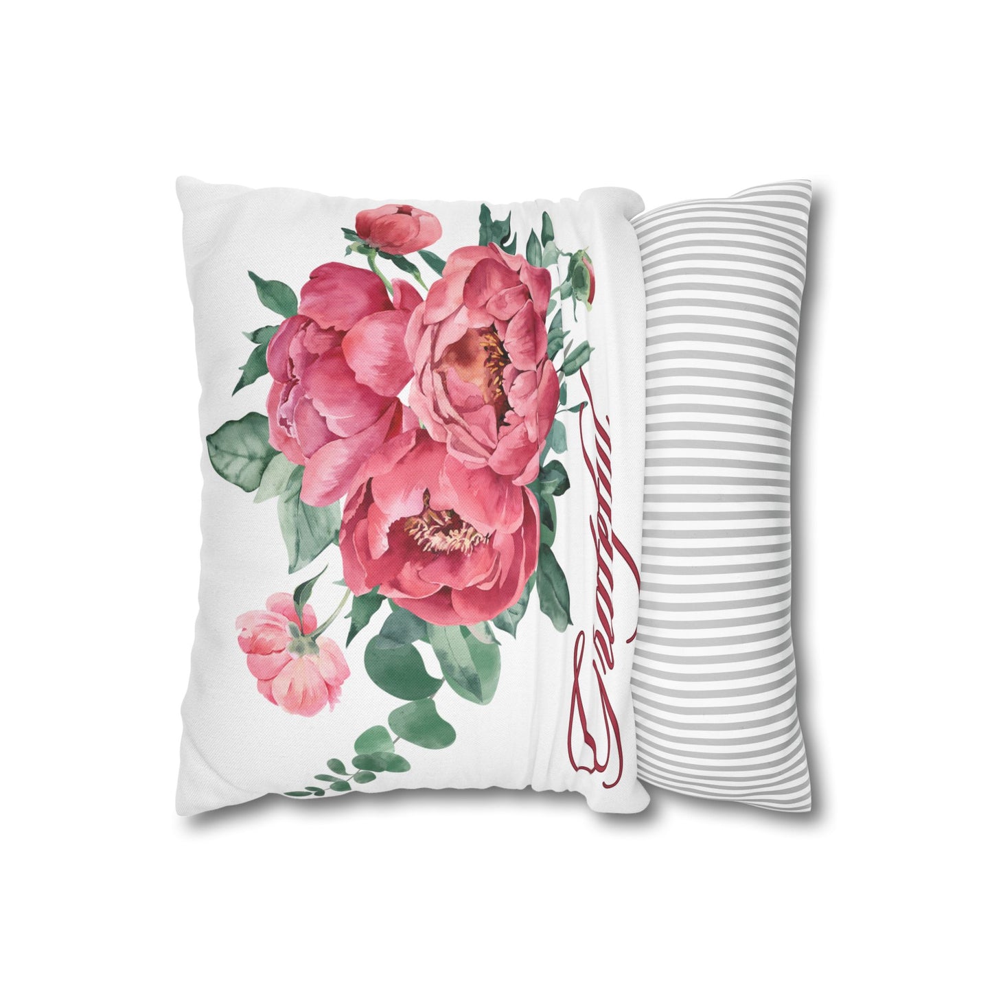 Grateful- Elegant Floral Pillowcase