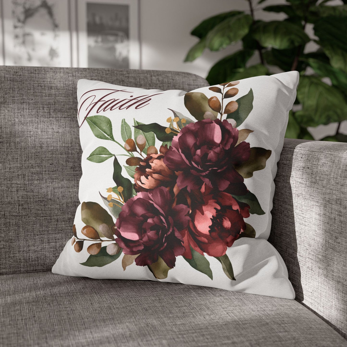 Faith - Elegant Floral Pillowcase